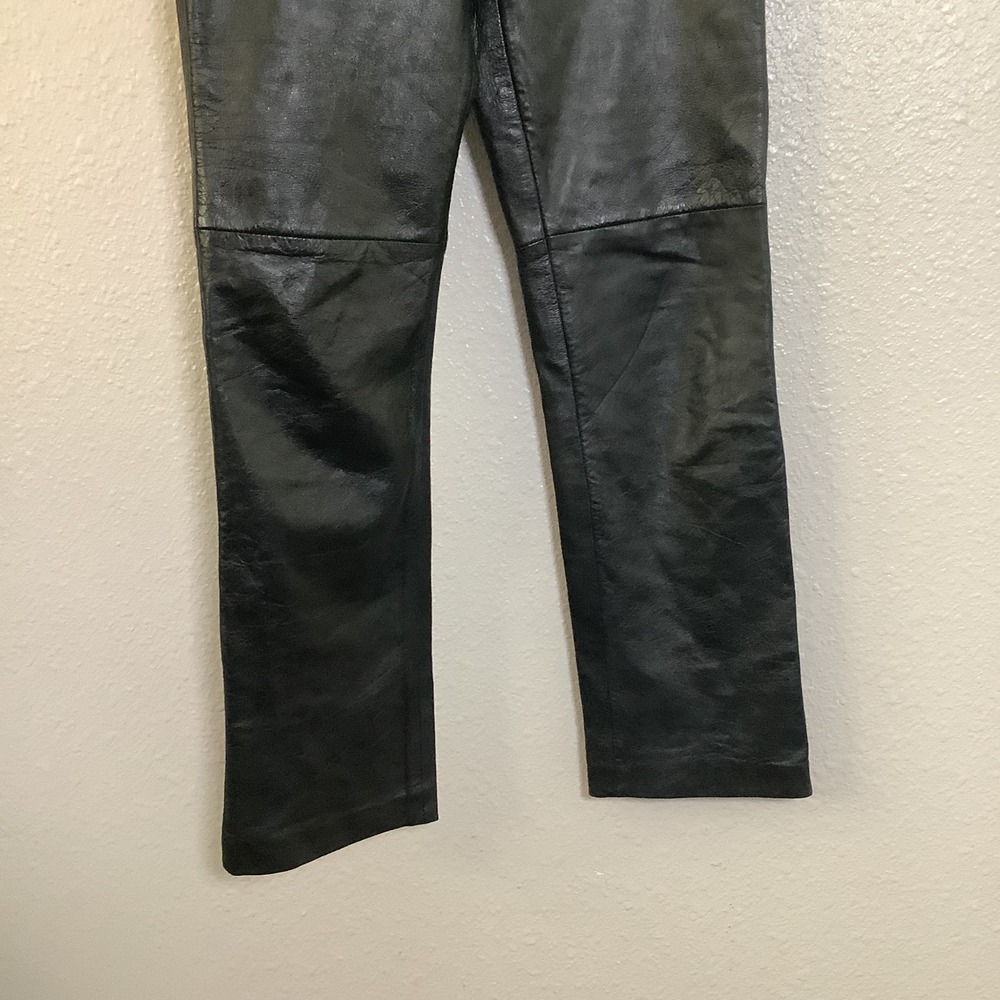 Excelled Vintage 90s 100% Leather Punk Grunge Biker Chic Motorcycle Pants Sz 4 - Picture 3 of 6